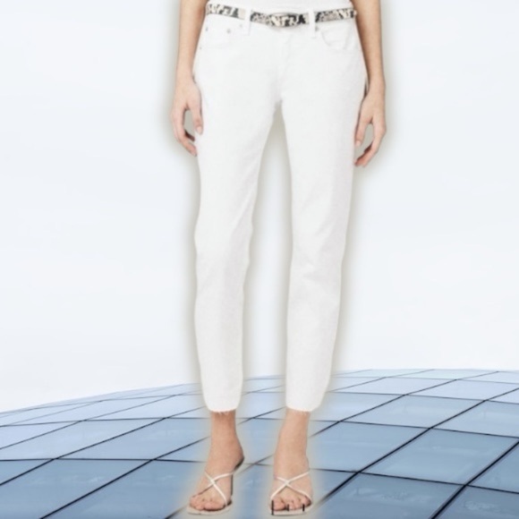 Rag & Bone White ‘Dre Capri’ Skinny Leg Jeans with Raw Hem Size 25 - Picture 1 of 16